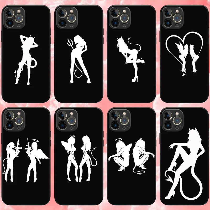 

Angel and Devil Sexy Girl Phone Cases for Apple Iphone 11 12 13 Pro Max Mini XR XS 8 X 7 6 6s Plus SE2020 Soft Silicone Cover