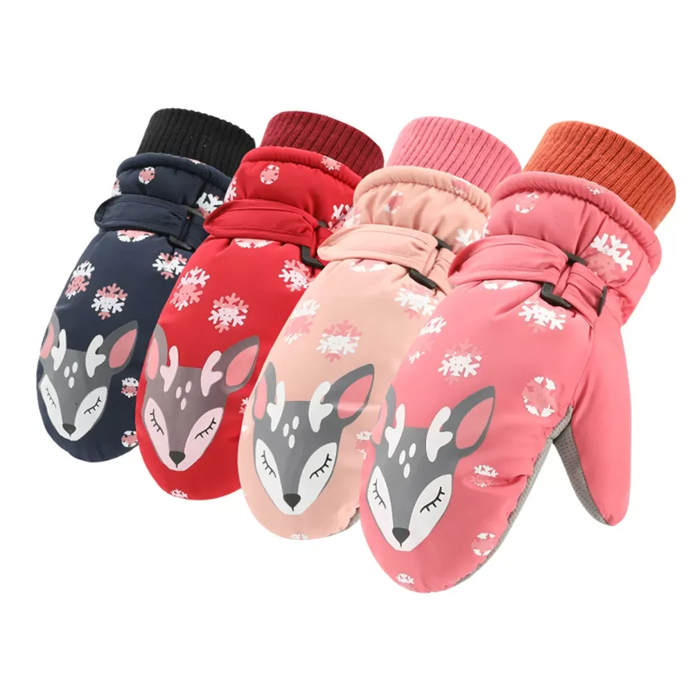 

Kids Winter Warm Gloves Windproof For Children Boys Girls Ski Cycling Climbing Outdoor Gloves Waterproof Anti-slip leather