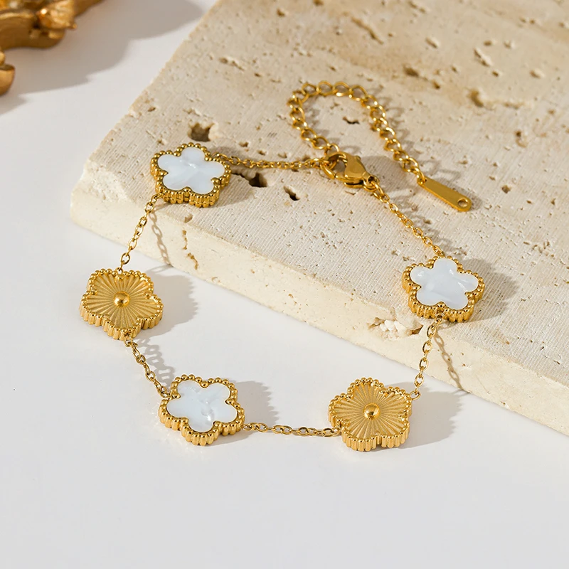 GANEMLY новые модные двусторонние белые пятилистные цветочные браслеты с