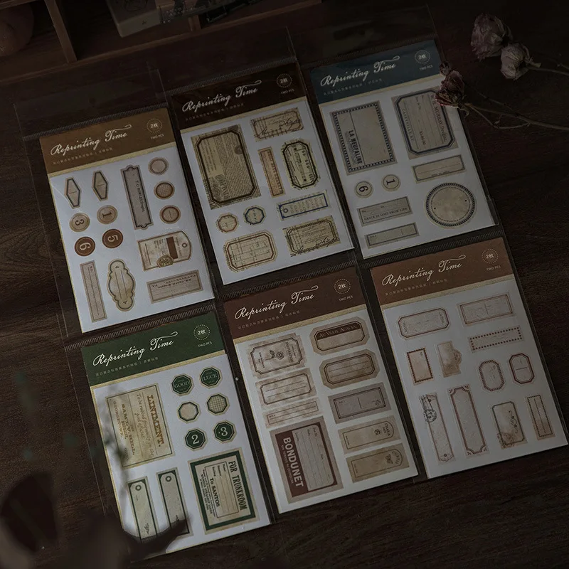 

2pcs/lot Memo Pads Material Paper Vintage Labels Set Junk Journal Scrapbooking Cards Retro Background Decoration Paper