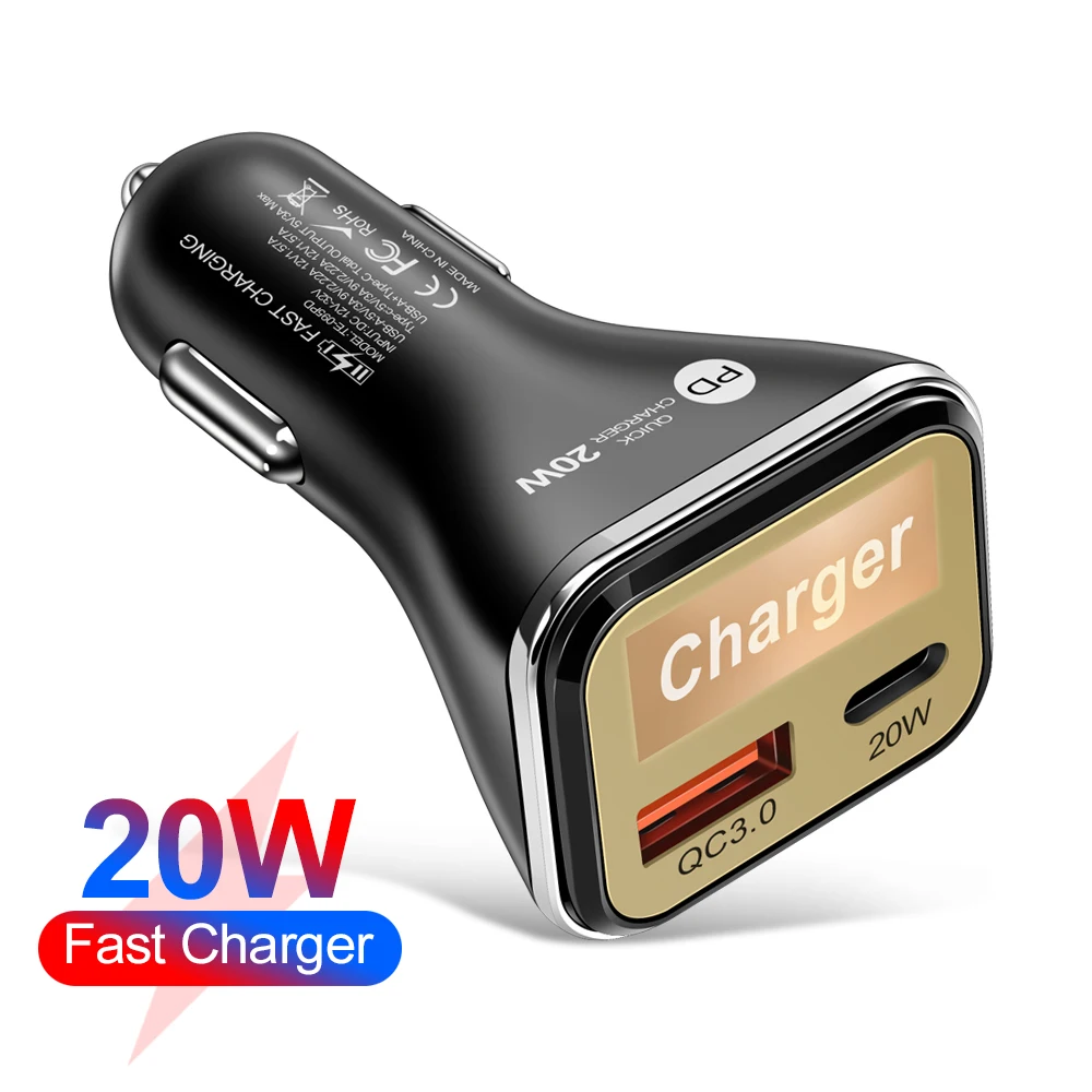 

PD USB Car Charger Quick Charge 3.0 Dual USB Type C Fast Charging Adapter For iPhone 13 Xiaomi Huawei Samsung Car Phone Charger