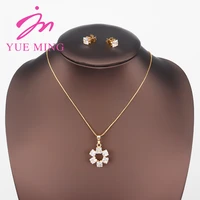 long chain adjustable fashion dubai gold plated jewelry sets for women necklace pendant woman jewelry sets nigeria bridal gift