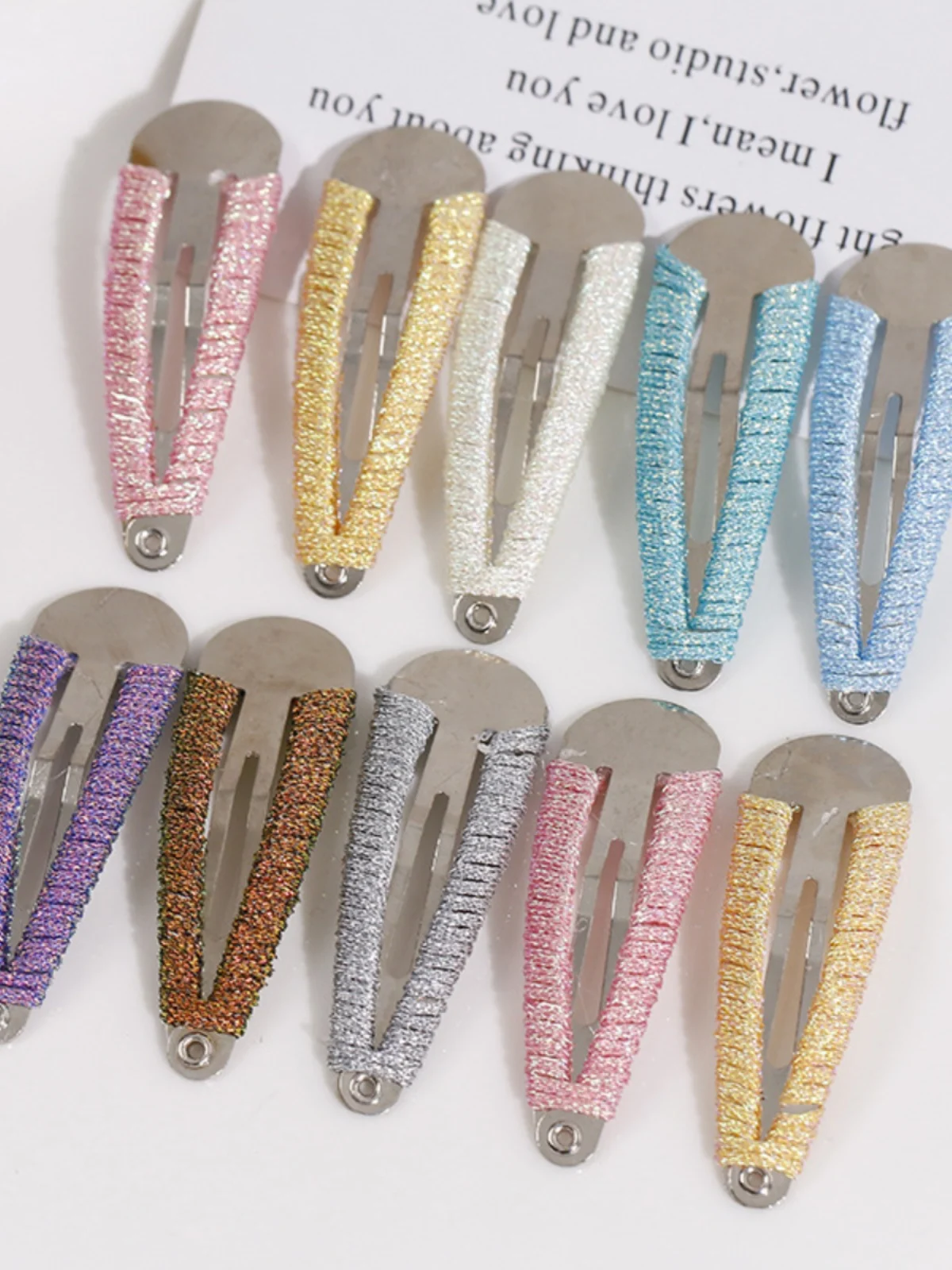 Изящные блестящие линии тканая обмотка овальный металлический эластичный зажим