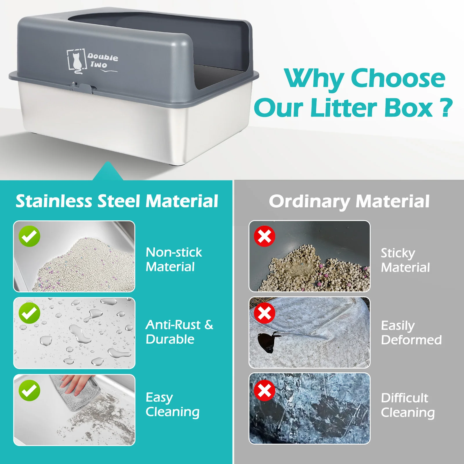 Контейнер для наполнителя из нержавеющей стали контейнер кошачьего туалета