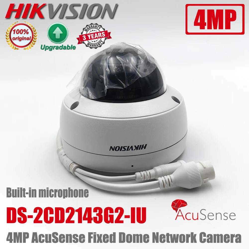 Hikvision DS-2CD2143G2-IU 4MP POE IR IP67 IK10 AcuSense Встроенный микрофон Фиксированная купольная