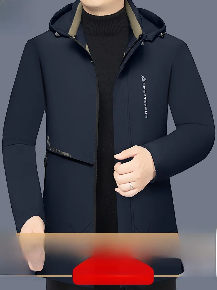 Woodpecker 2024 Winter New Cotton-Padded Coat Men's Cargo Windproof Warm Thickened Middle-Aged Daddy Clothes Top