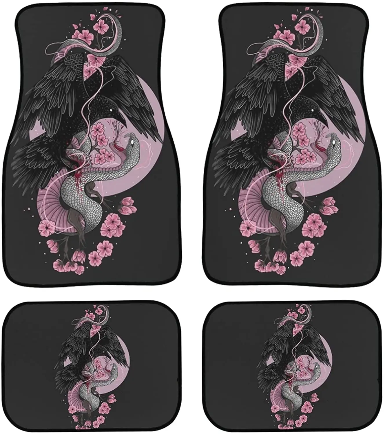 

Poceacles Fashion Car Front & Rear Carpet Cushion Mat, 4 Piece No-Slip Auto Carpet Floor Mats Set for Women Girls, Universal for