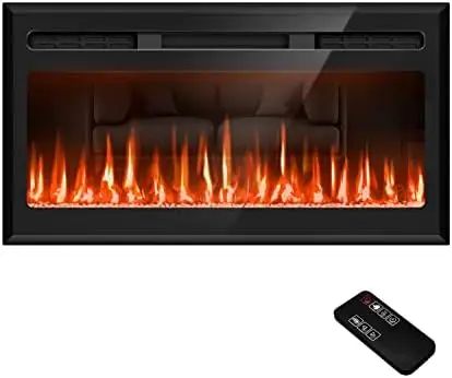 

Fireplace Mounted and Recessed, Ultra-Thin Fireplace Inserts, Fireplace Heater and Linear Fireplace, with Timer, Remote Contro