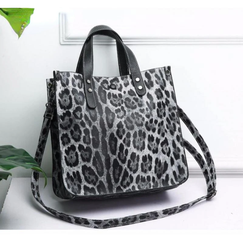 

Fashion Leather Handbags for Women Retro Leopard Zebra Animal Print Handbags Lady Large Capacity Tote Shoulder Shopping Bags