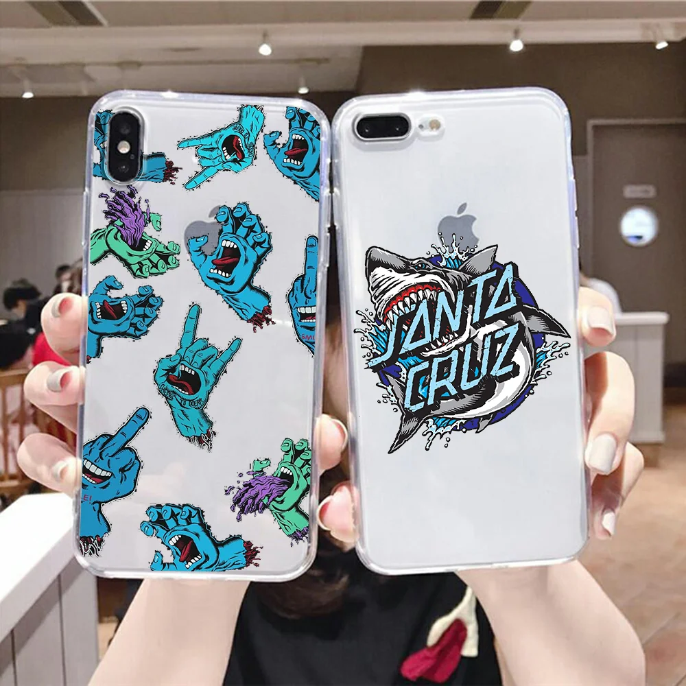 

Santa Cruz Skateboards Phone Case for Iphone 13 12 11 PRO MAX Se 6 6s 7 8 12 Mini Plus X XS XR Transparent Tpu Back Pretty Cover
