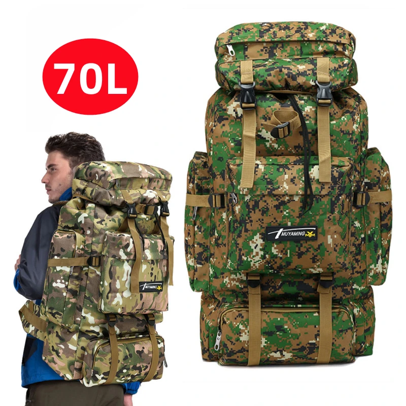 

70L Tactical Bag Large Capacity Military Backpack Men Outdoor Sports Travel Climbing Molle Rucksack Hunting Camping Bags XA583WA