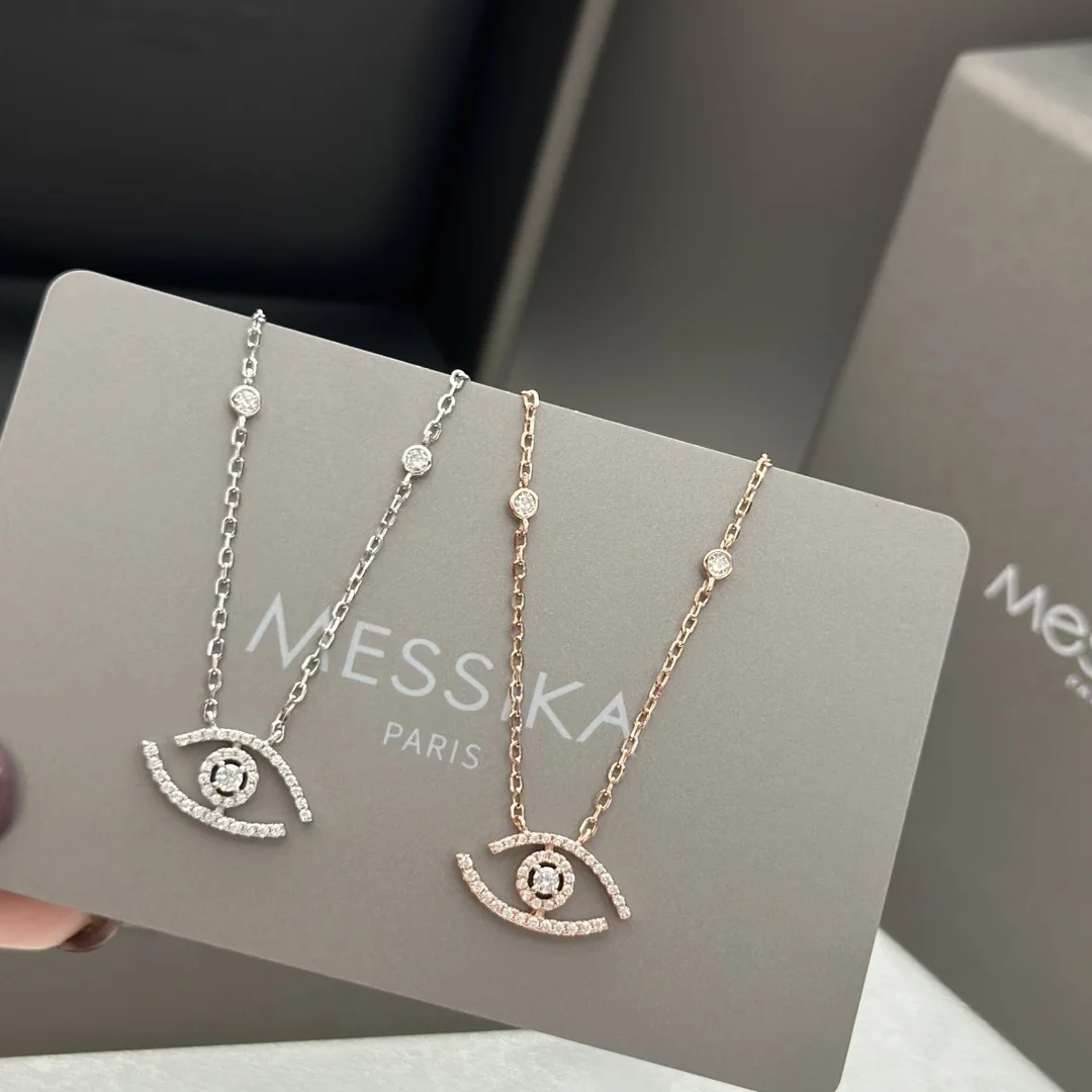 

925 Sterling Silver Eye Necklace Fine Jewelry Women Beating Heart Full Diamonds For Mother High Quality