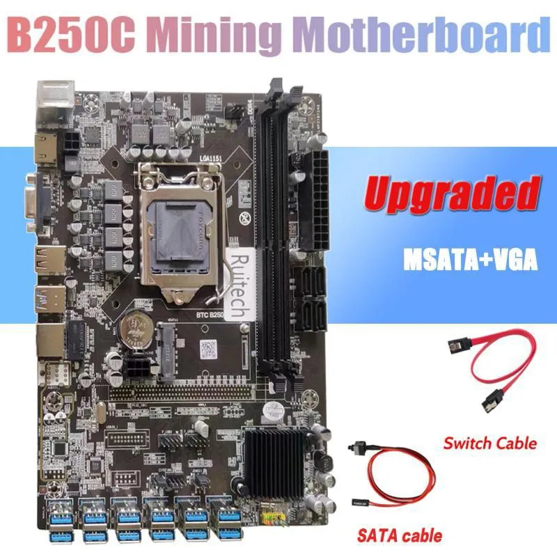 Материнская плата для майнинга B250C 12 USB 3 0 к PCIe X16 PCI-E 16X графическая карта LGA1151 DDR4 SATA