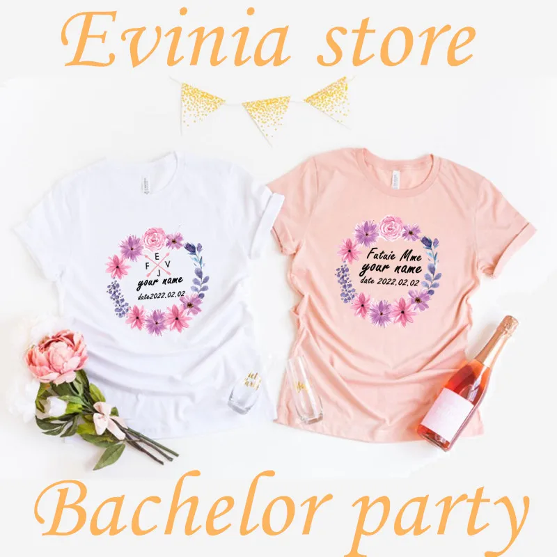 

Футболка «сделай сам» для девичника, невесты, индивидуального имени и даты, свадебвечерние ринки, футболка «ольччан», Женский чай, невеста, ...