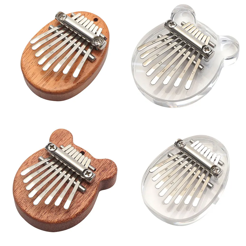 8 Key Mini Kalimba Thumb Piano Wooden/Acrylic Small Wearable Musical Instrument Pendant Mbira Gift Finger Piano For  Kids