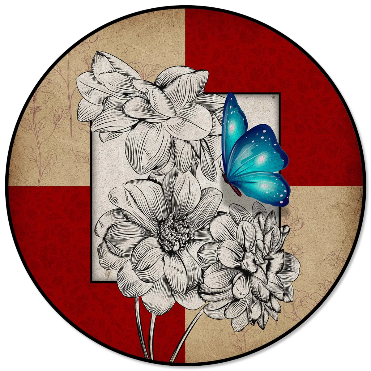 

Винтажные декоративные коврики и ковровые покрытия с бабочками и цветами для дома, гостиной, Круглый нескользящий ковер для детской комнат...