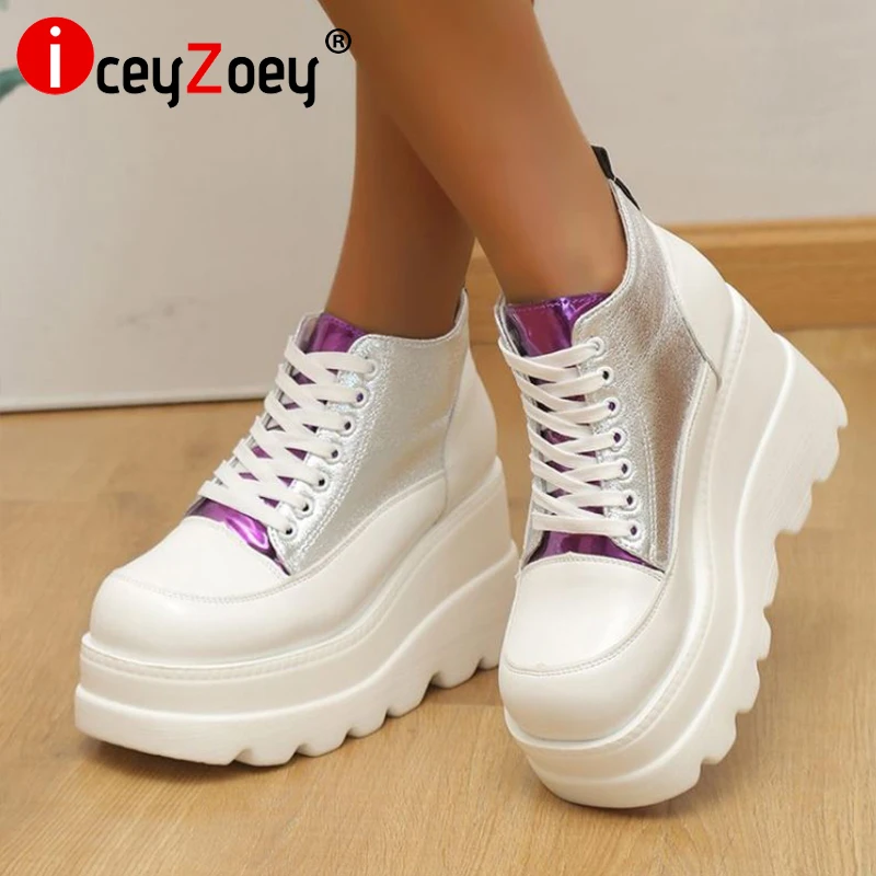 

IceyZoey Size 35-43 Women Pumps High Heel Shoes Platform Mixed Color Punk Fashion Thick Bootom Casual Fashion Female Footwear