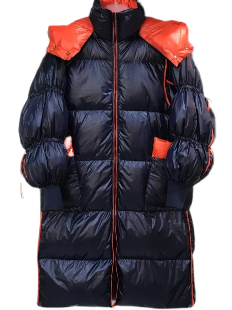 

Новинка Осень-зима 2022, Яркий пуховик средней длины на белом утином пуху, Женское пальто