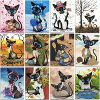full square 5d diamond painting cartoon paint cat animal flower butterfly kitten round embroidery mosaic cross stitch home decor