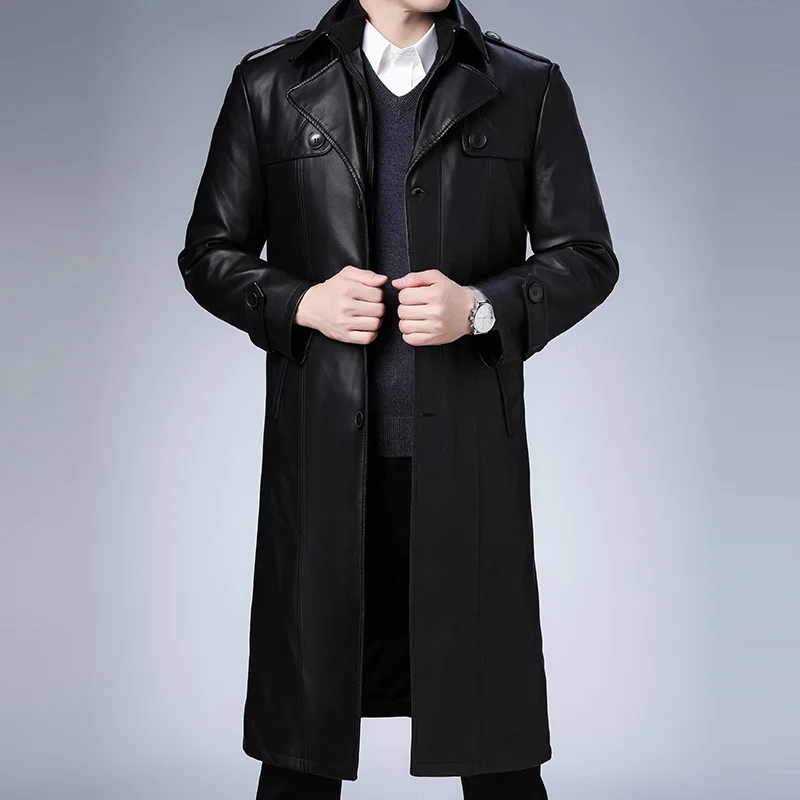 Autumn and Winter Men's Leather Jacket New Lapel Leather Jacket Men's Business Casual Jacket