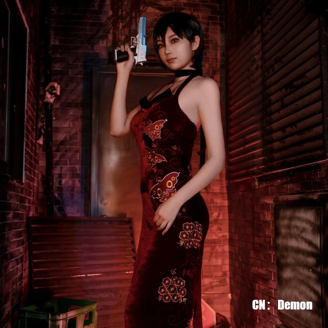 Фото Одежда для косплея Ada Wong, женский резидент 4, игра, красная бабочка, вышитая обувь Cheongsam, костюм на Хэллоуин для женщин и девочек №1