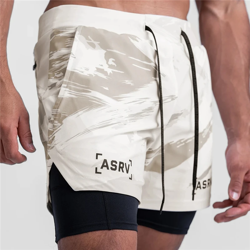 

2022 New Summer Men's Shorts Two-in-one Sports Running Shorts Fitness Exercise Shorts Quick-drying Basketball 5 Points Pants