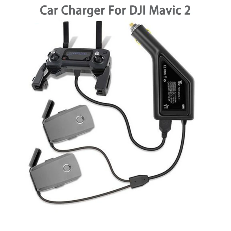 Купи 3 in1 Car Charger For DJI Mavic 2 Pro /Zoom Drone Safe Fast Car Charger For Battery&Remote Controller Drone Accessories за 1,232 рублей в магазине AliExpress