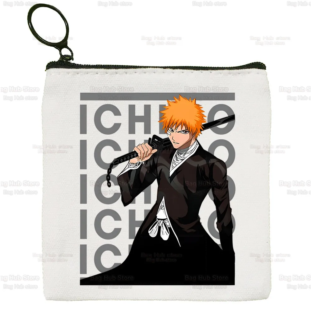 Bleach Kurosaki Ichigo Manga Japanese Anime Canvas Coin Purse Canvas Bag Small Square Bag Key Bag Card Bag Cartoon Coin Bag