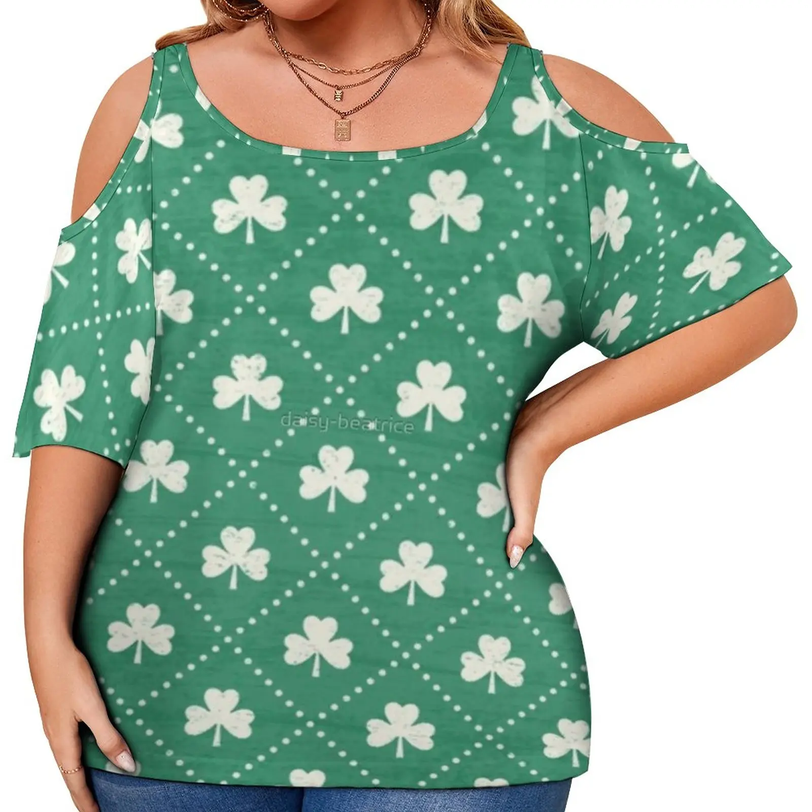 

Футболки с рисунком Shamrock, Классическая футболка с клетчатым принтом в горошек, модная футболка с коротким рукавом, летняя футболка с рисунк...