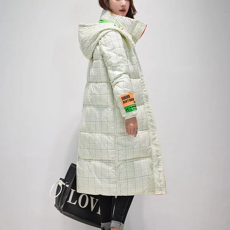 Winter Women's Coat Glossy Hooded Long Padded Jacket Parka Warmth Padded Jacket Mid Length Top Korean Fashion Wholesale 2022 New