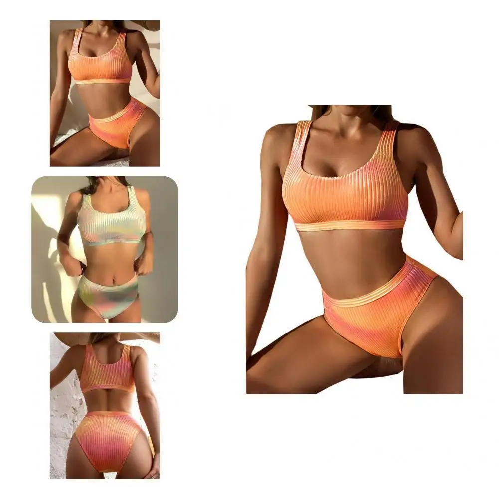 

Two-piece 2Pcs/Set Stylish Slim Bikini Off Shoulder Bathing Suit Ladies Women Bikini Wireless for Beach