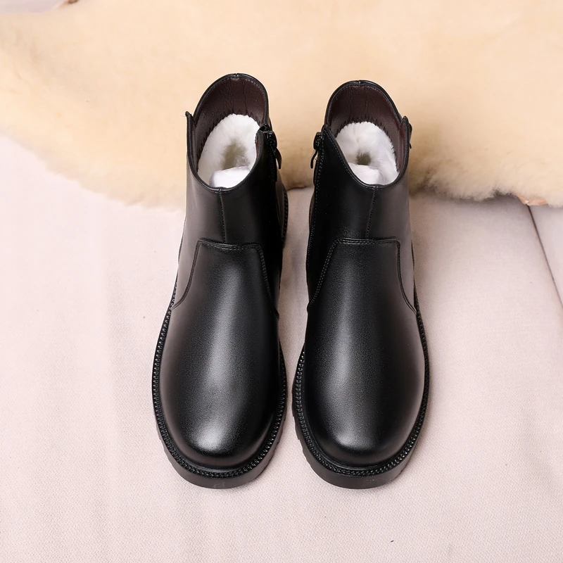 AIYUQI Ankle Boots Women Genuine Leather 2023 New Thickened Wool Women Winter Boots Large Size 41 42 43 Women's Booties