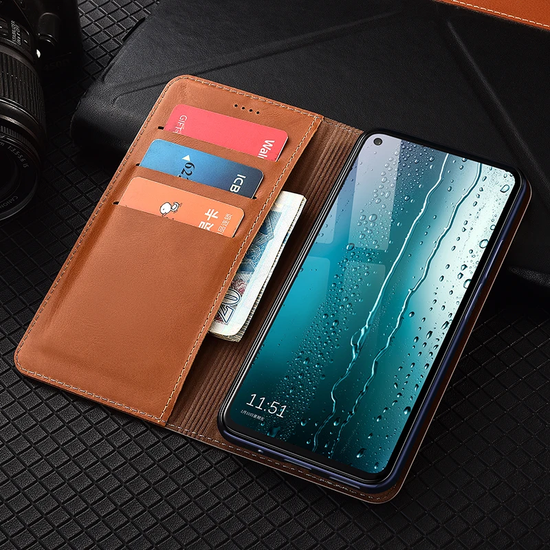 

First Layer Genuine Leather Wallet Case for XiaoMi Redmi Note 10 10s 11 11E Pro Max Plus Magnetic Flip Cover Cases