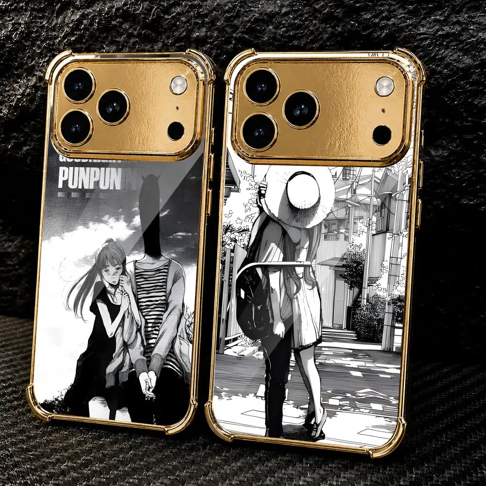 Фото Аниме чехол для телефона G-Goodnight Punpun для iPhone 17 16 15 14 13 12 Pro Max Plus с металлической рамкой с гальваническим покрытием и защитными уголками. №1
