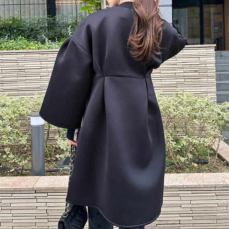 Японское осенне-зимнее новое черное платье-рубашка kushiki 2024