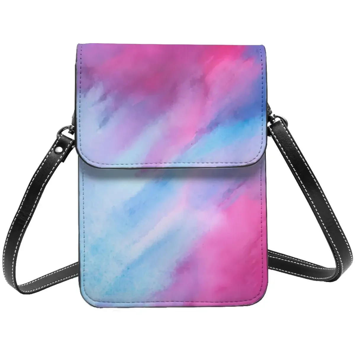 

Colorful Brush Print Shoulder Bag Modern Art Woman Fashion Mobile Phone Bag Vintage Leather Streetwear Bags
