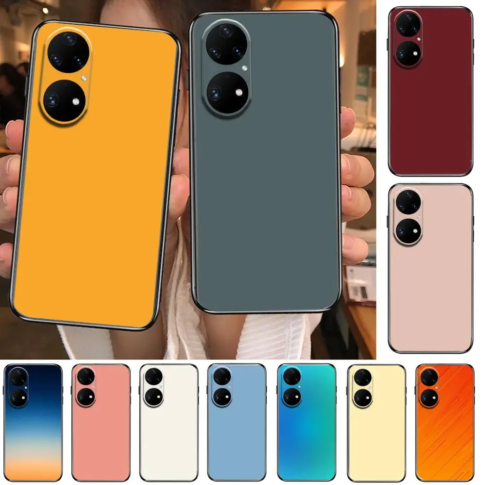 

solid color style Phone Case For Huawei p50 P40 p30 P20 10 9 8 Lite E Pro Plus Black Etui Coque Painting Hoesjes comic fas