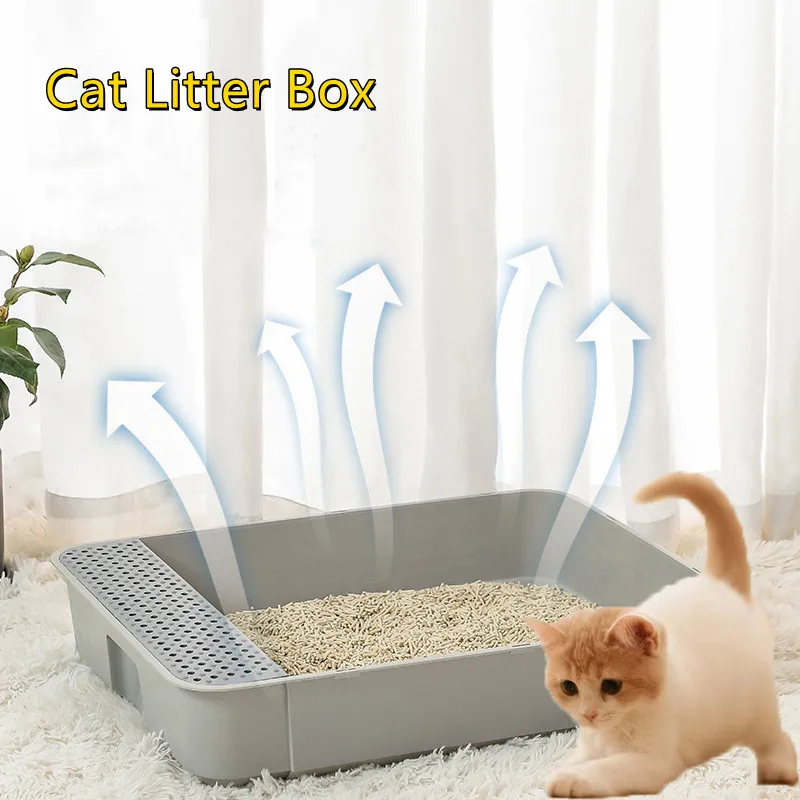 

Cats Litter Box Pet Toilet Basin Semi-Closed Dog Clean Toilet Kitten Pan Removable Anti-Splashing Plastic Pet Pee Pad Potty