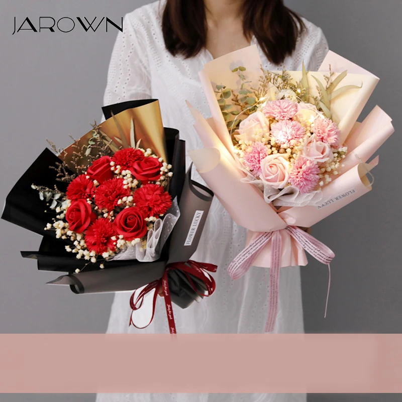 

JAROWN Soap Flower Bouquet Simulation Flower Gift Box Small Bouquet Baby's Breath Wedding Valentine's Day Gift Home Decoration