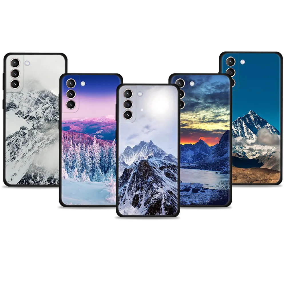 

For Samsung S10 S9 S20 FE 2022 S21 Plus S7 S22 Ultra 5G S10e S8 Black White Mountain Pine Tree Forest Fashion Phone Cover