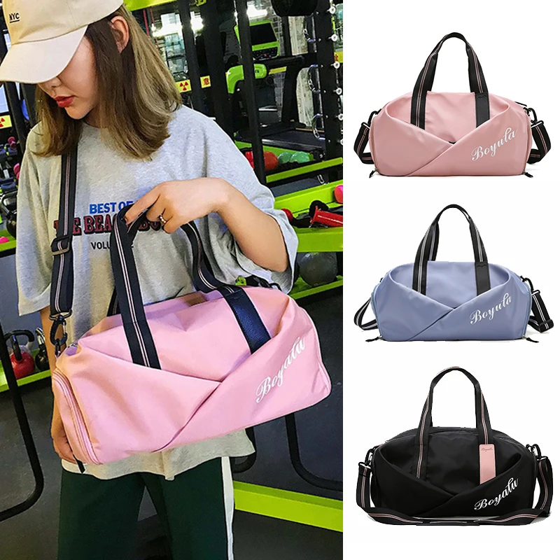Fitness Bag for Women Gym Yoga Travel Luggage Handbag Training Duffle Sports Shoes Pocket Suitcase Shoulder Outdoor Weekend Bag