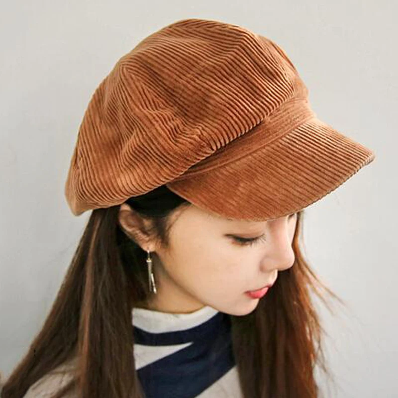 MAXSITI U Corduroy Anise Newsboy Cap Vintage Literary Women Snapback Octagonal cap Spring Autumn Leisure hat accessories | Аксессуары