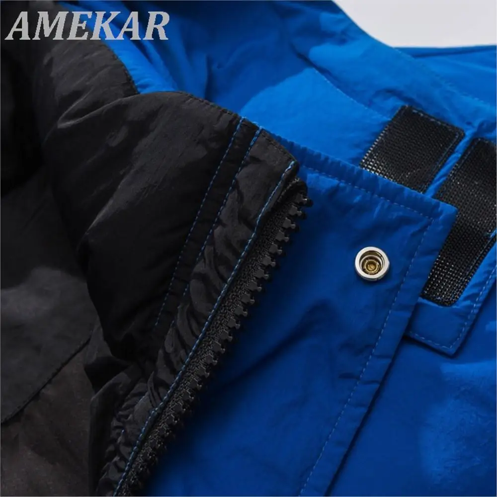 Winter Men Hooded Jackets Parkas Streetwear Solid Color Thicken Warm Puffer Jacket Hip Hop Fashion Harajuku Casual Bubble Coats