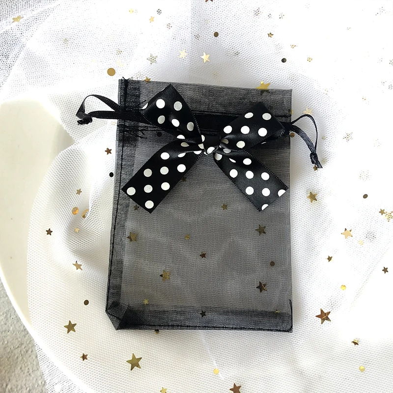 100Pcs Organza Gift Bag Butterfli Organza Bags Drawstring Pouch Storage Jewelry Organizer Jewelry Packaging Party Bag Wholesale