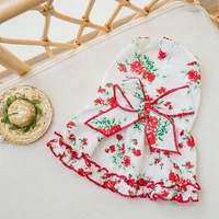 pet red rose butterfly festival skirt summer puppy dress teddy small and medium puppy princess dress fashion pet clothes