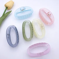 2022 south korea 8cm oval hairpin jelly color matte grip matte hollow hair grip pan hair accessories for women
