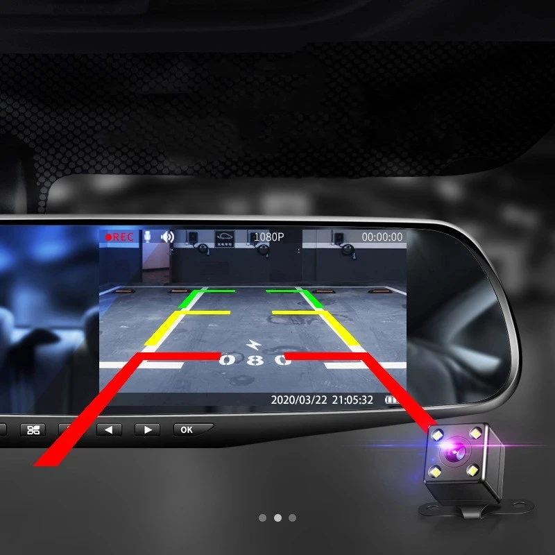 

4.3in Car Dash Cam 24H Driving Recorder HD 1080P Cycle Mirror Dvr Dash Cam Dual Lens Video Recorder Car DVR Dash Camera Dashcam
