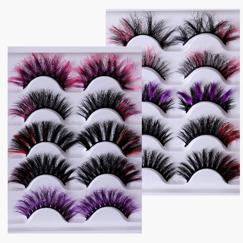 

Color 5 Pairs of Fake Eyelashes Stage Performance Eyelashes Multi-layer Thick Cross Mink Hair Dance Makeup Free of Charge