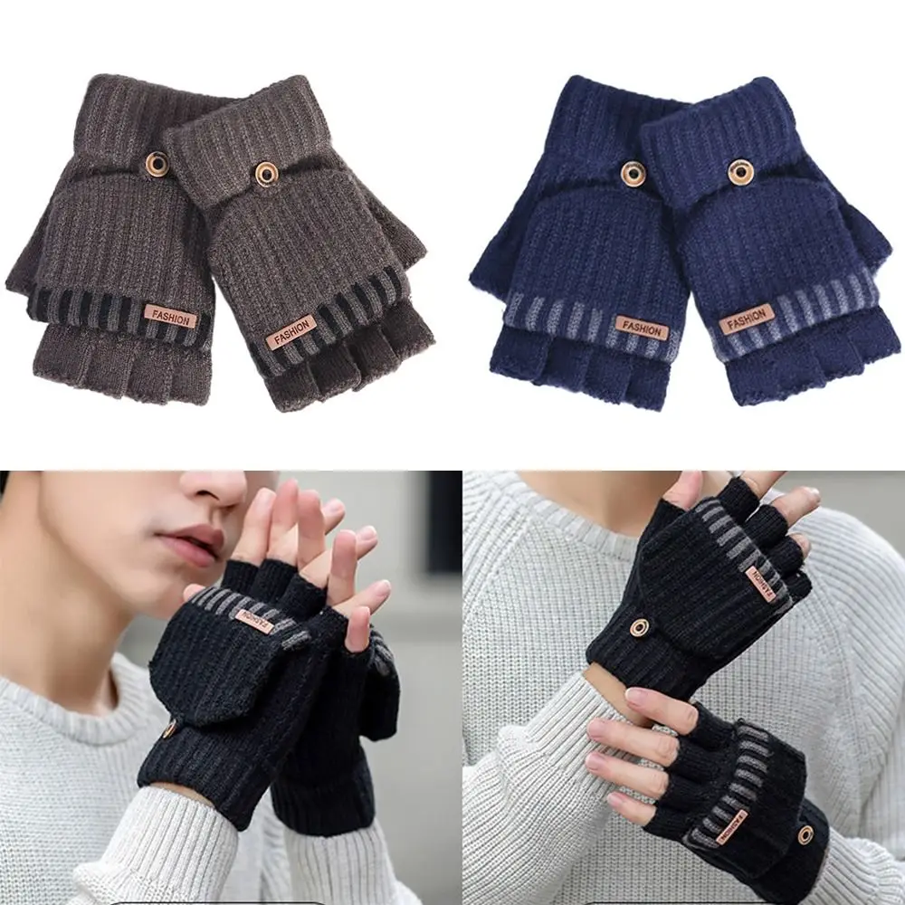 

Fashion Autumn Winter Windproof Exposed Finger Warm Gloves Touch Screen Gloves Knitting Mitten Half Finger Gloves