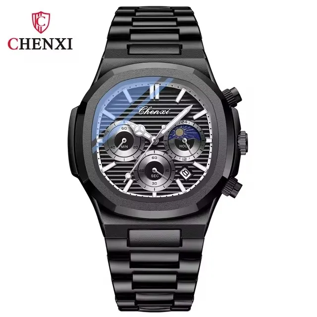 CHENXI 922 мужские кварцевые часы деловые с хронографом и датой светящиеся наручные